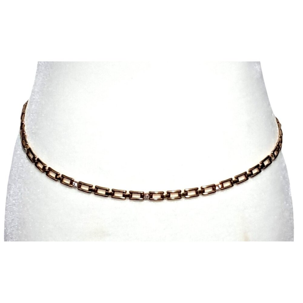 Gold‎ Tone Rhinestone Belt or Necklace Clear Stones Skinny Links Adjustable